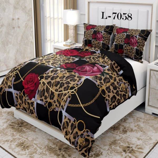 روتختی سه بعدی ساتن ابریشم ترک طرح گلدار - کد 7058