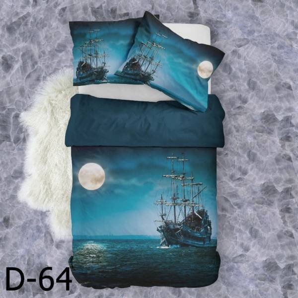 روتختی سه بعدی ساتن ابریشم ترک طرح طبیعت - کد D 64