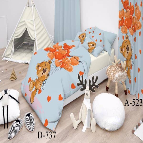 روتختی سه بعدی ساتن ابریشم ترک طرح عروسکی - کد D737