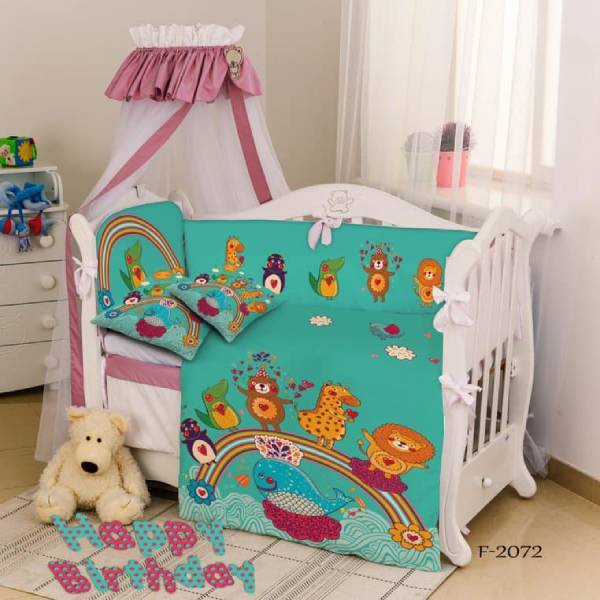روتختی سه بعدی ساتن ابریشم ترک طرح عروسکی - کد F 2072