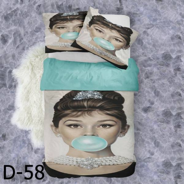 روتختی سه بعدی ساتن ابریشم ترک طرح چهره - کد D 58
