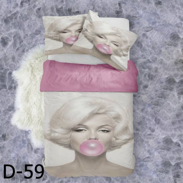 روتختی سه بعدی ساتن ابریشم ترک طرح چهره - کد D 59