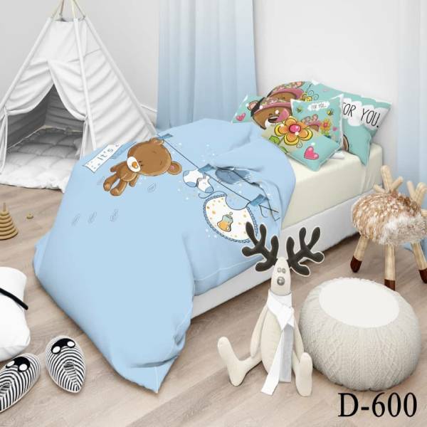 روتختی سه بعدی ساتن ابریشم ترک طرح کارتونی - کد 600 D