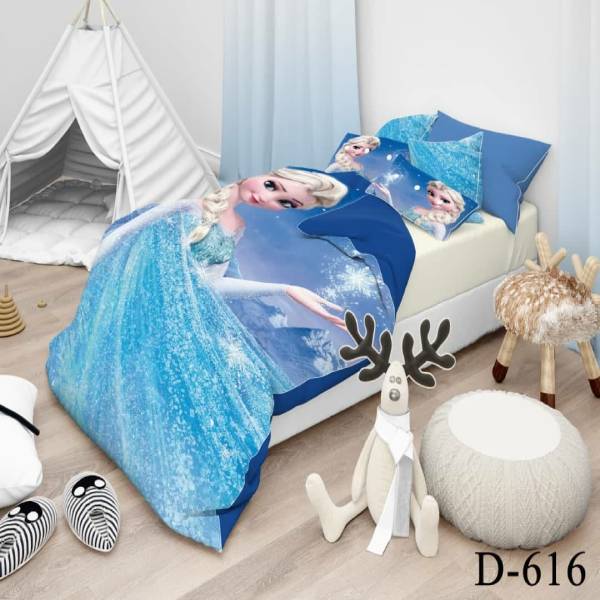 روتختی سه بعدی ساتن ابریشم ترک طرح کارتونی - کد 616 D