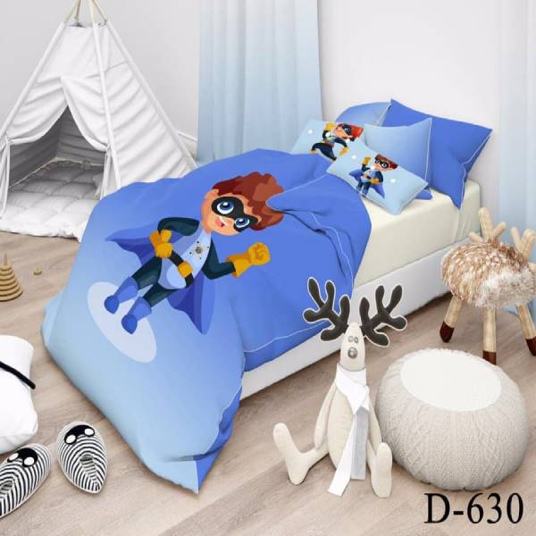 روتختی سه بعدی ساتن ابریشم ترک طرح کارتونی - کد 630 D