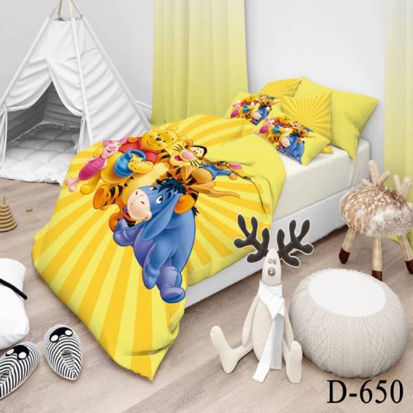 روتختی سه بعدی ساتن ابریشم ترک طرح کارتونی - کد 650 D