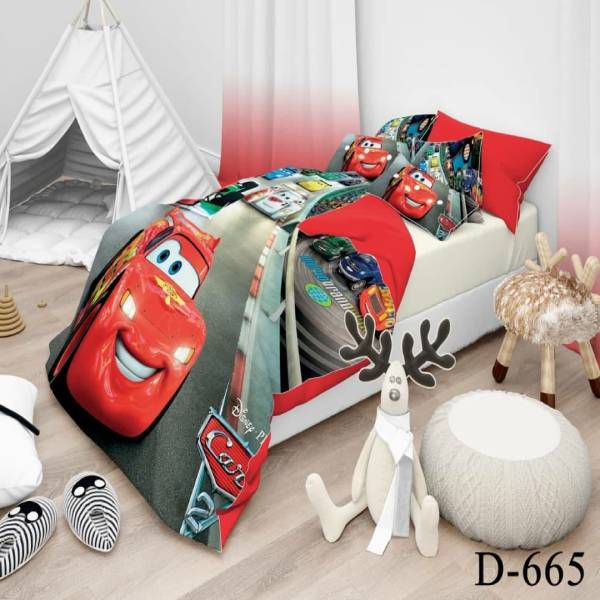 روتختی سه بعدی ساتن ابریشم ترک طرح کارتونی - کد 665 D