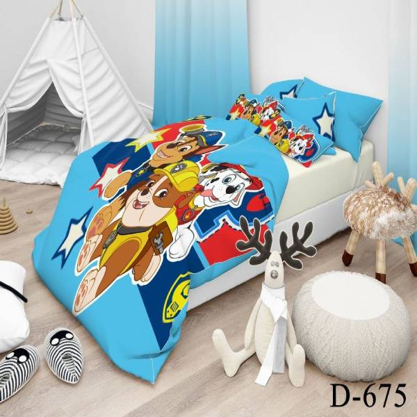 روتختی سه بعدی ساتن ابریشم ترک طرح کارتونی - کد 675 D