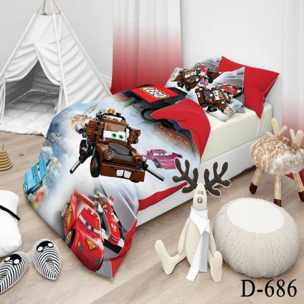 روتختی سه بعدی ساتن ابریشم ترک طرح کارتونی - کد 686 D