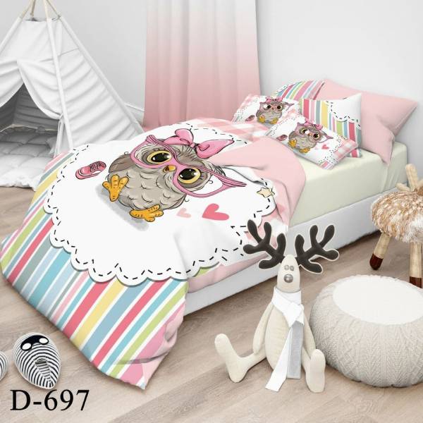 روتختی سه بعدی ساتن ابریشم ترک طرح کارتونی - کد 697 D