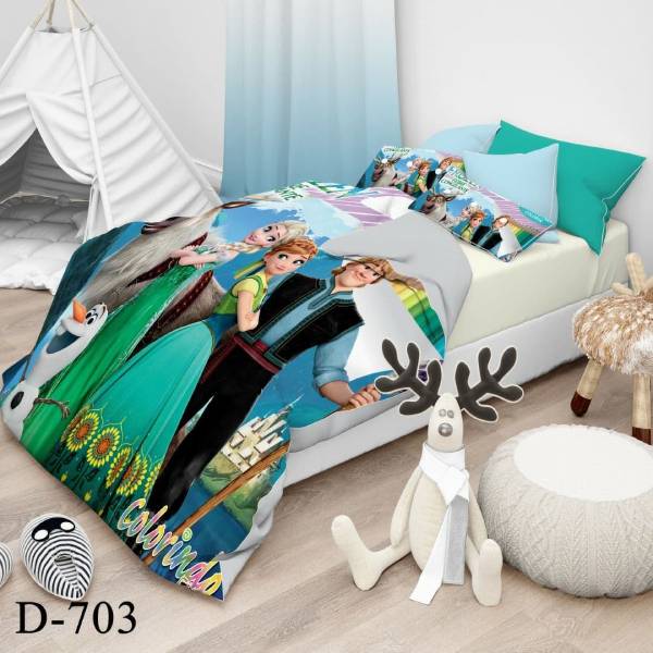 روتختی سه بعدی ساتن ابریشم ترک طرح کارتونی - کد 703 D