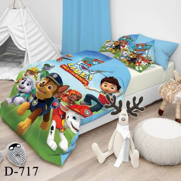 روتختی سه بعدی ساتن ابریشم ترک طرح کارتونی - کد 717 D