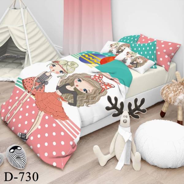 روتختی سه بعدی ساتن ابریشم ترک طرح کارتونی - کد 730 D