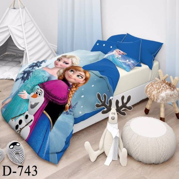 روتختی سه بعدی ساتن ابریشم ترک طرح کارتونی - کد 743 D