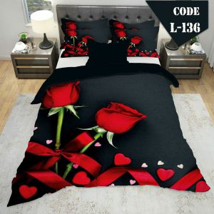 روتختی سه بعدی ساتن ابریشم ترک طرح گلدار - کد 136