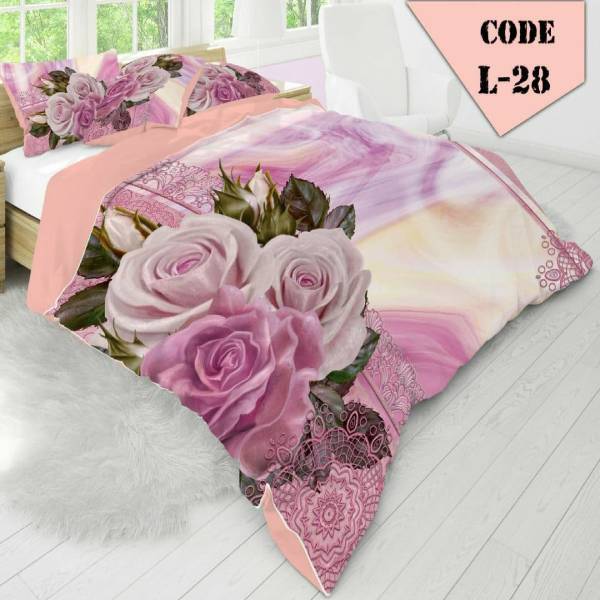 روتختی سه بعدی ساتن ابریشم ترک طرح گلدار - کد 28