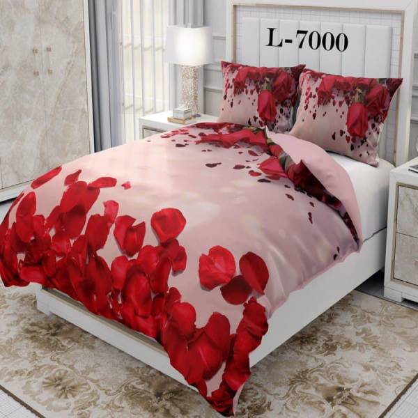 روتختی سه بعدی ساتن ابریشم ترک طرح گلدار - کد 7000