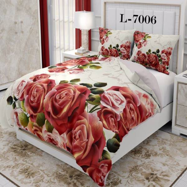 روتختی سه بعدی ساتن ابریشم ترک طرح گلدار - کد 7006