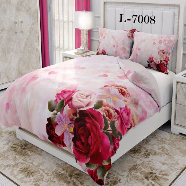 روتختی سه بعدی ساتن ابریشم ترک طرح گلدار - کد 7008