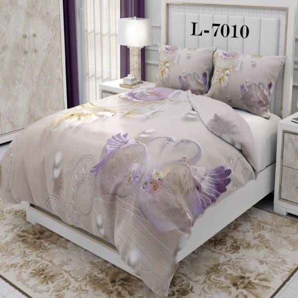 روتختی سه بعدی ساتن ابریشم ترک طرح گلدار - کد 7010