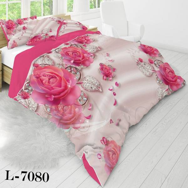 روتختی سه بعدی ساتن ابریشم ترک طرح گلدار - کد 7080