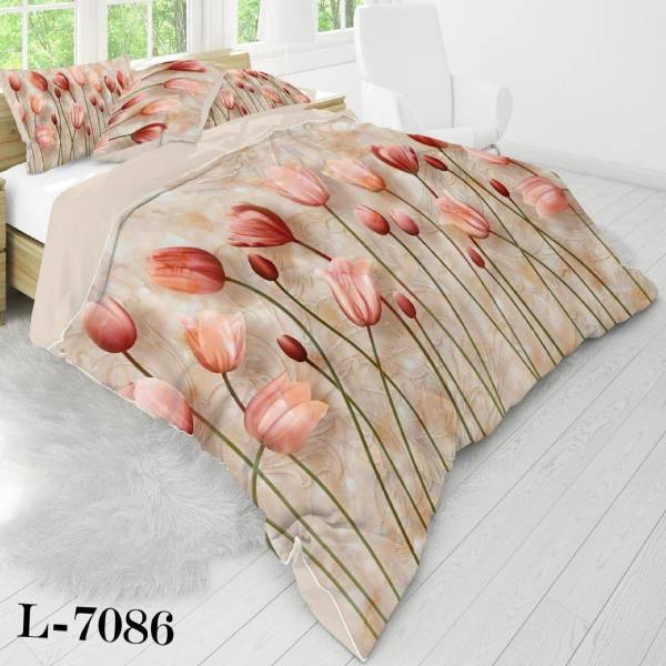 روتختی سه بعدی ساتن ابریشم ترک طرح گلدار - کد 7086