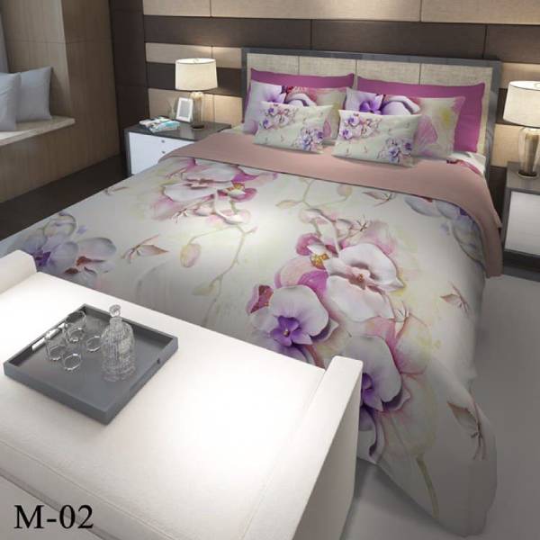 روتختی سه بعدی ساتن ابریشم ترک طرح گلدار - کد M 02