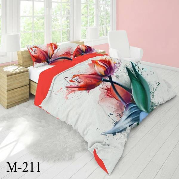روتختی سه بعدی ساتن ابریشم ترک طرح گلدار - کد M 211