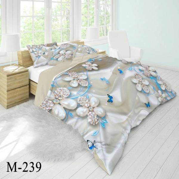 روتختی سه بعدی ساتن ابریشم ترک طرح گلدار - کد M 239