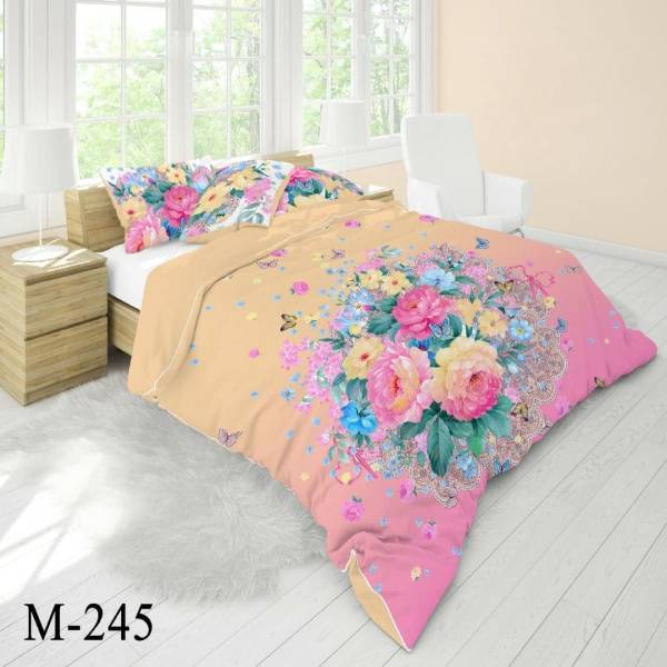 روتختی سه بعدی ساتن ابریشم ترک طرح گلدار - کد M 244