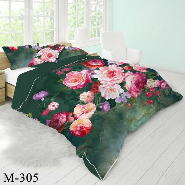 روتختی سه بعدی ساتن ابریشم ترک طرح گلدار - کد M 305