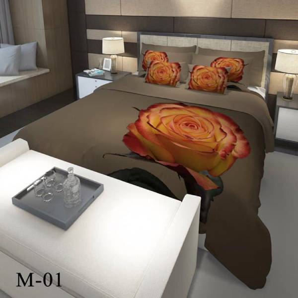 روتختی سه بعدی ساتن ابریشم ترک طرح گلدار- کد M 01