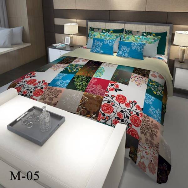 روتختی سه بعدی ساتن ابریشم ترک طرح گلدار - کد M 05