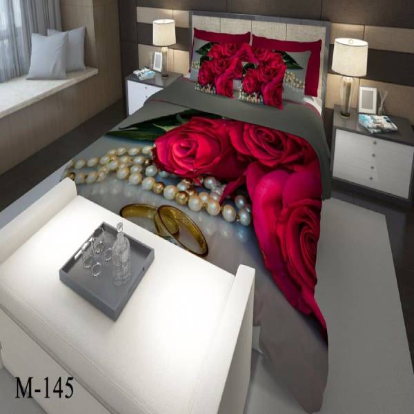روتختی سه بعدی ساتن ابریشم ترک طرح گلدار - کد M 145