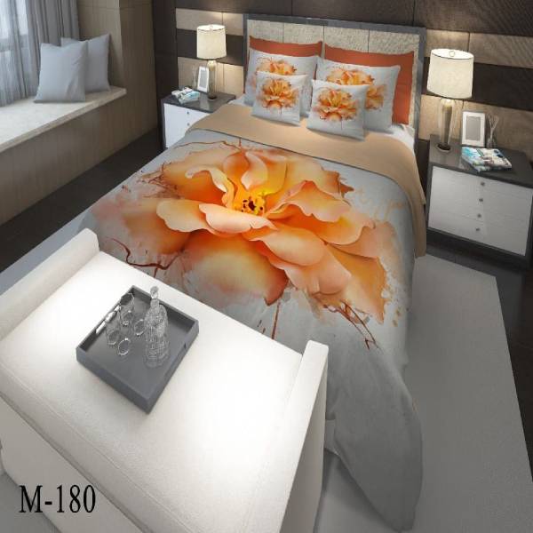 روتختی سه بعدی ساتن ابریشم ترک طرح گلدار - کد M 180