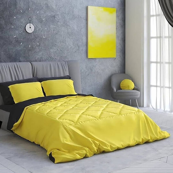 روتختی نخ پنبه میکرو تنسل ترک مشکی زرد ساده - کد 029
