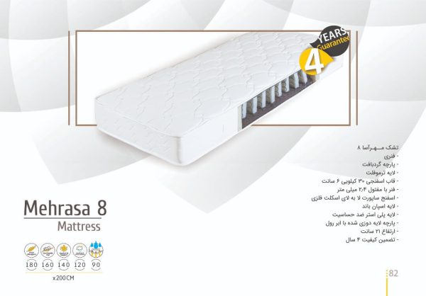 تشک رویال آسایش مدل مهرآسا8 - طبی فنر متصل - Image 2