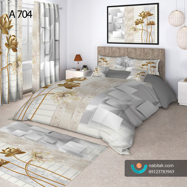روتختی سه بعدی نخ پنبه میکروتنسل ترک طرح مدرن - کد A 704