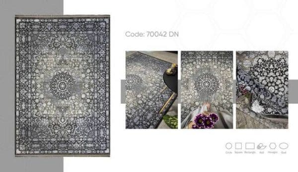 فرش ماشینی مدرن سیزان کاشان - کد آرین 70042dn - Image 2