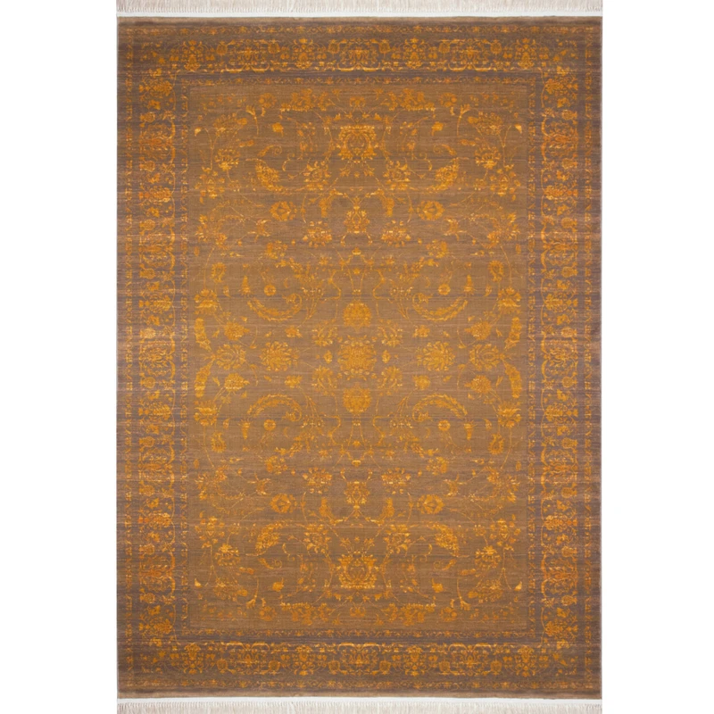 فرش ماشینی رادین طرح پتینه افشان 138 رنگ زمینه شکلاتی