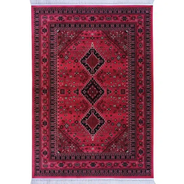 فرش ماشینی رادین اصفهان طرح بلوچ 5 رنگ زمینه اناری