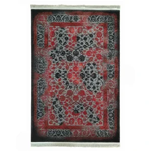فرش ماشینی رادین طرح گل زمینه طوسی