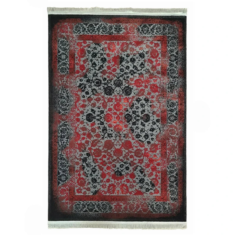 فرش ماشینی رادین طرح گل زمینه طوسی