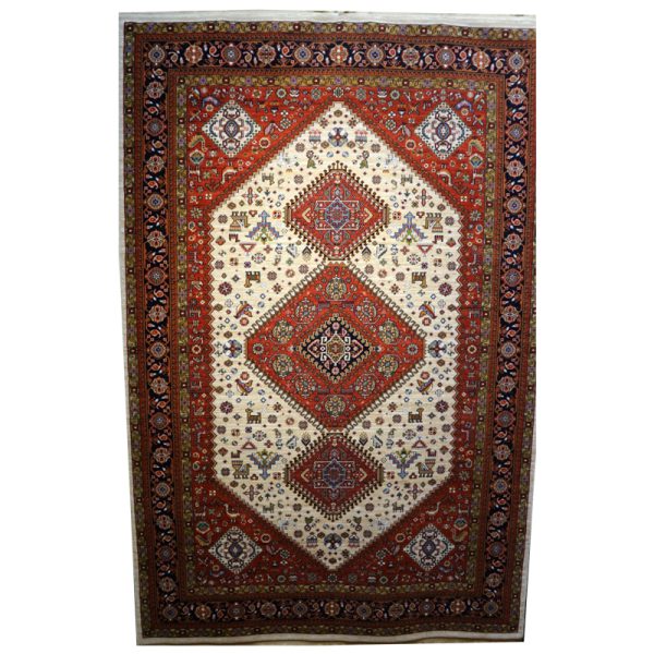 فرش ماشینی رادین طرح عشایر کرم طرح دار