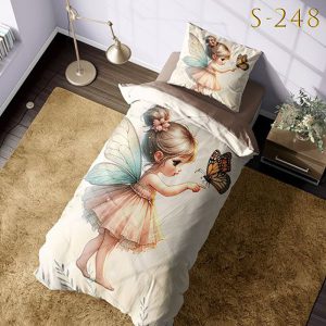 روتختی سه بعدی کتان مخمل مدیترانه ای طرح دخترانه فانتزی - کد S-248