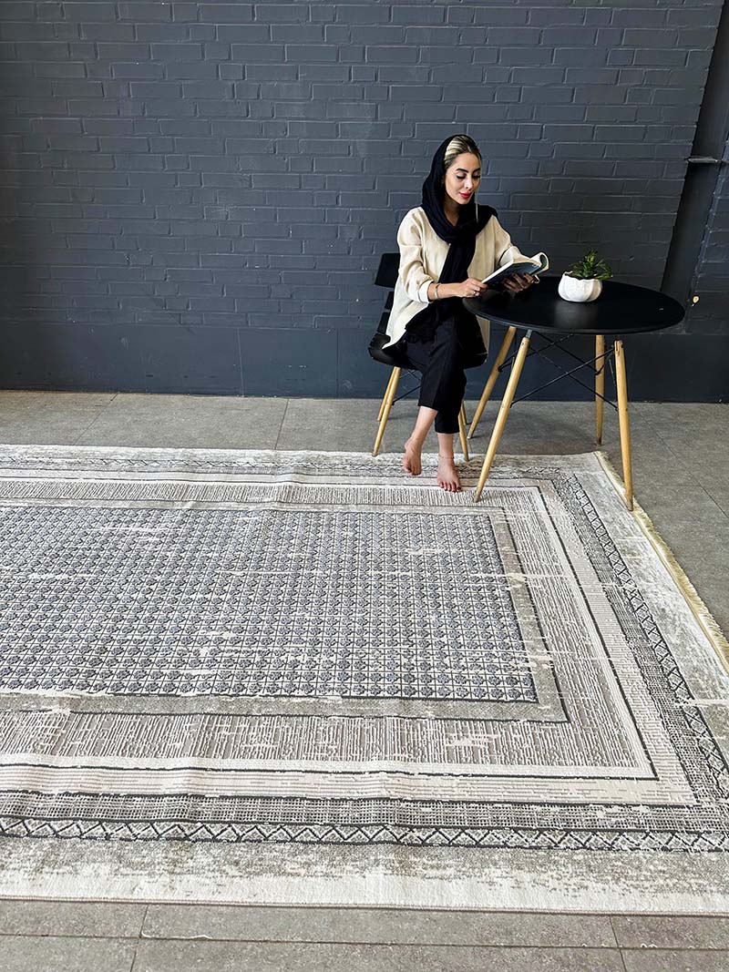 فرش ماشینی مدرن سیزان کاشان - کد روما 42065 kn