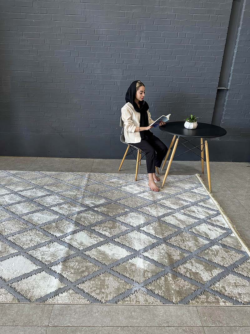 فرش ماشینی مدرن سیزان کاشان - کد روما 42072 kn