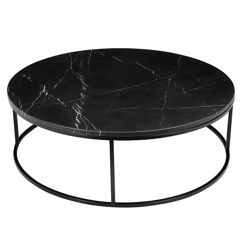 میز جلو مبلی گرد طرح سنگ سفید و مشکی