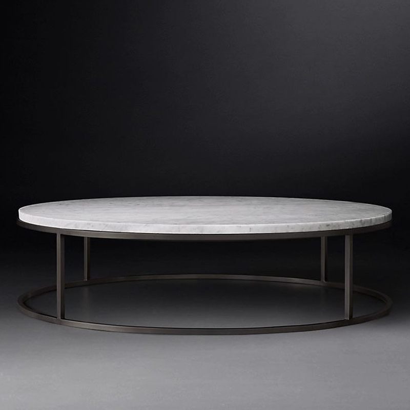 میز جلو مبلی گرد طرح سنگ سفید و مشکی