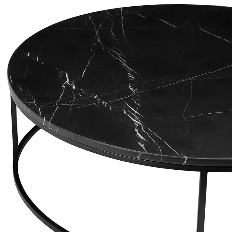 میز جلو مبلی گرد طرح سنگ سفید و مشکی